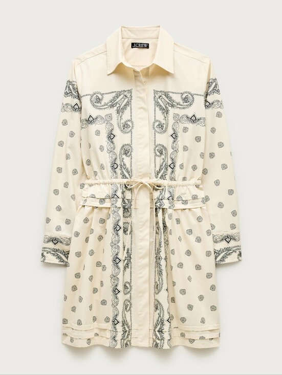 J. Crew Dresses & Skirts - J. Crew Elena mini shirt-dress  bandana-print Natural Black cotton poplin 10